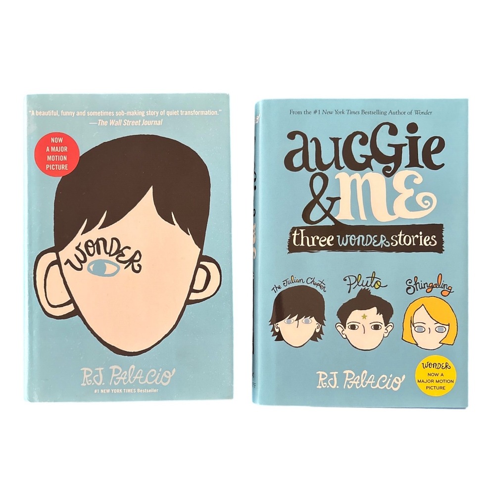 2 Wonder and Auggie & Me Hardcover Book Set by R.J. Palacio Middle Grade Fiction